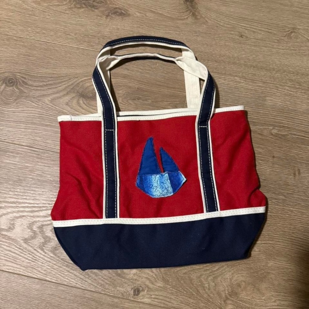 Handmade Patchwork Sailboat‎ Tote Bag | Upcycled Canvas Bag | Coastal Nautical